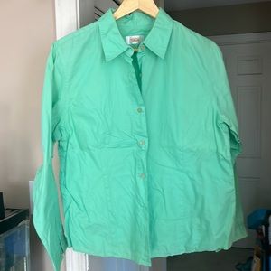 Talbots bright spring green button down shirt